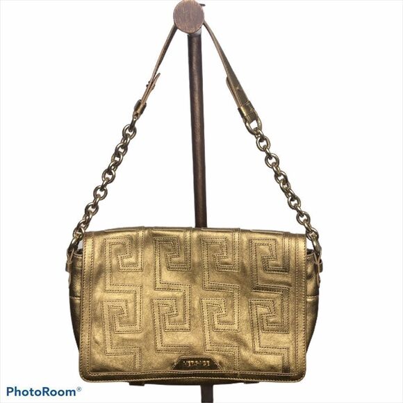 Versace Greca Quilted Gold Flap Chain Bag Rare Embroider Purse Evening - Picture 2 of 10